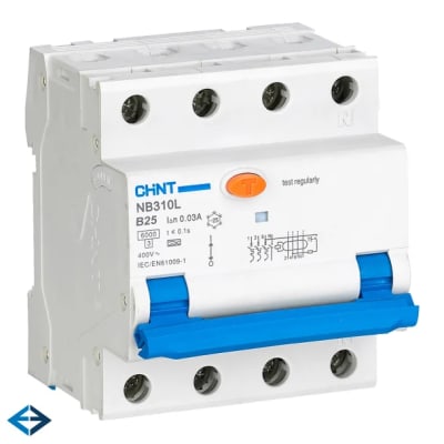 [6222101024] Kombiafbryder RCBO CHINT, 3P+N, B karakteristik, 25A, 30mA, 6kA
