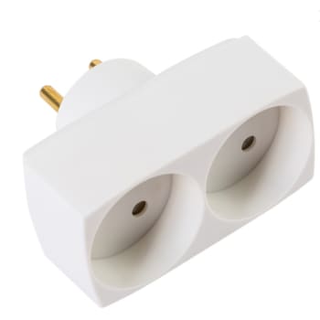 [1928966919] Dobbeltstik 2 runde udtag hvid 250V 10A