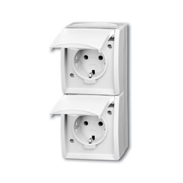 [7817200562] Stikkontakt (ocean) IP44 DOBBELT LODRET 16A Hvid