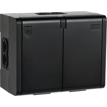 [6217500928] Stikkontakt påbygget Sort IP44 Dobbel m/j 6-pak