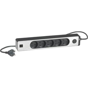 [1028008119] LK stikdåse 5R uden jord 1,5m afbryder glimampe 2usb kg+aluminium