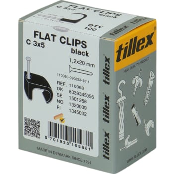 [8339345056] Kabelsøm-clips - Flad 3-5mm, Sort (100 stk. æske)