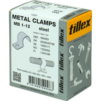 [8339345768] Kabelbøjle MB 12 mm, 1-lap, rustfrit stål, A2, AISI 304 (100)