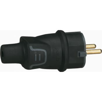 [8728300246] Stikprop Schuko M/J, gummi, sort, IP44