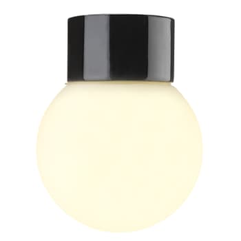 [8742040168] Loft- og væglampe Glob 150 lige, E27, sort/opal, IP54