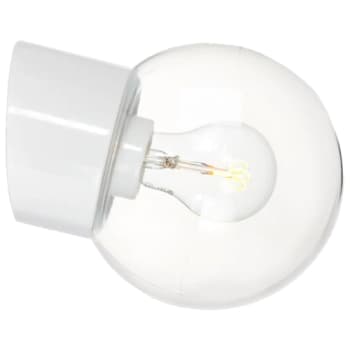 [8743044105] Væglampe Classic Glob, E27, skrå, hvid, IP54