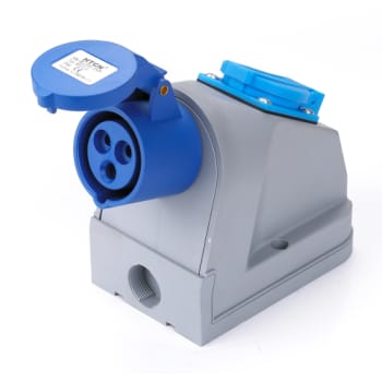 [8748035672] CEE Combo vægudtag 16A 3P 230V med 16A DK-udtag, RAL7040