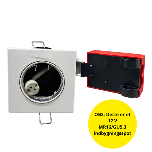 [005654] Daxtor Easy 2-Setup MR16 12V indbygningsspot IP21 – firkantet hvid, maks. 20W