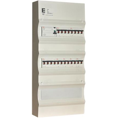 [1412013451] Færdigmonteret gruppetavle - HPFI - 3x16A 3P+N, 4x13A 1P+N - Grå