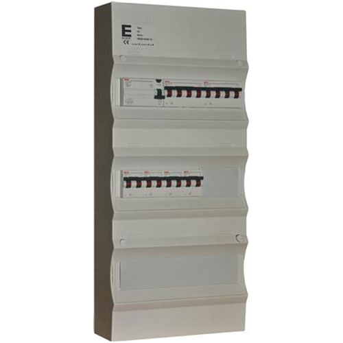 [1412013493] Færdigmonteret gruppetavle - HPFI - 2x16A 3P+N, 4x13A 1P+N - Grå