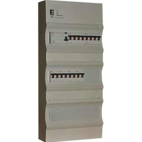 [1412013516] Færdigmonteret gruppetavle - HPFI - 1x16A 3P+N, 1x13A 3P+N, 4x13A 1P+N - Grå