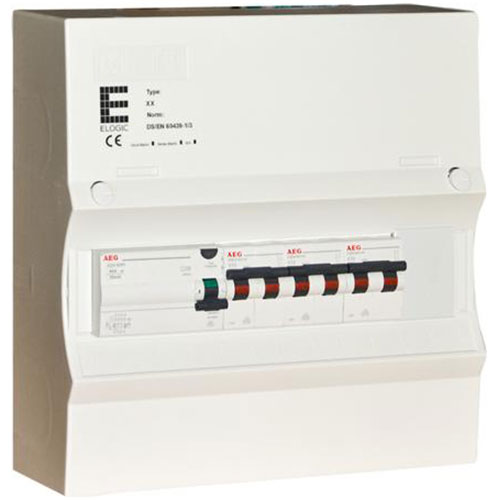 [1412013736] Færdigmonteret gruppetavle - HPFI - 3x13A 1P+N - Grå