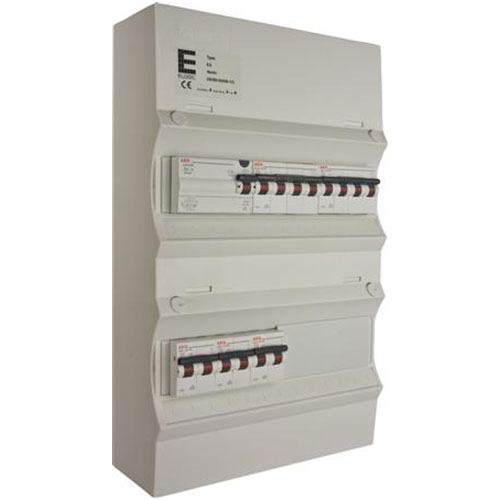 [1412013778] Færdigmonteret gruppetavle - HPFI - 1x16A 3P+N, 1x13A 3P+N, 3x13A 1P+N - Grå