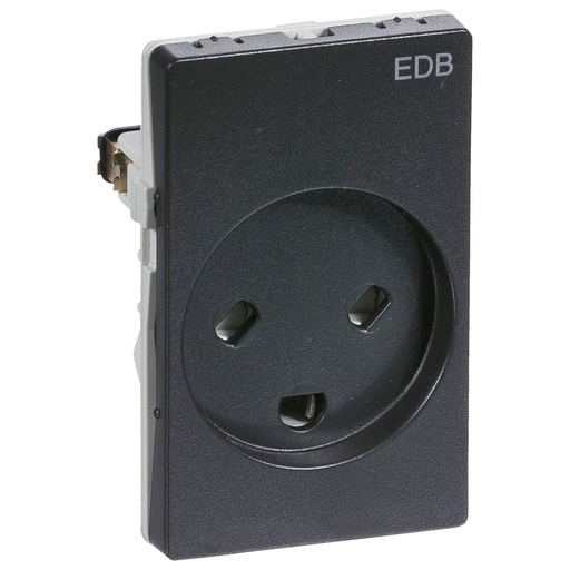 [1017036383] Stikkontakt EDB 1½ modul 2-pol med jord koksgrå