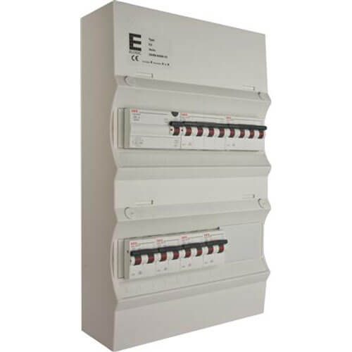 [1412014887] Færdigmonteret gruppetavle - HPFI - 1x16A 3P+N, 1x13A 3P+N, 4x13A 1P+N - Grå