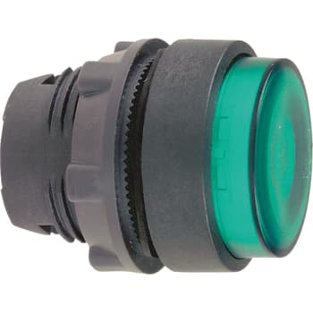 [7517901514] Harmony lampetrykshoved i plast for LED med fjeder-retur og plan trykflade i grøn farve