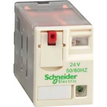 [7522506250] RXM stikbensrelæ med testknap og LED og 4 C/O kontakter på 6A og 24 VAC forsyning