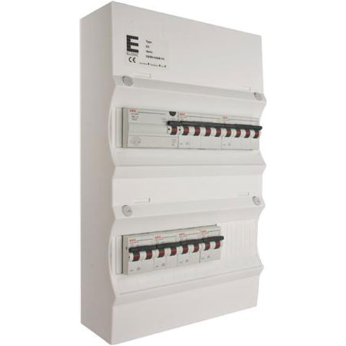 [1412015925] Færdigmonteret gruppetavle  - HPFI - 2x16A 3P+N, 4x13A 1P+N - Hvid