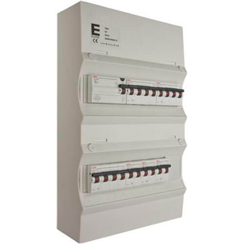 [1412016050] Færdigmonteret gruppetavle - HPFI - 3x16A 3P+N, 3x13A 1P+N - Grå