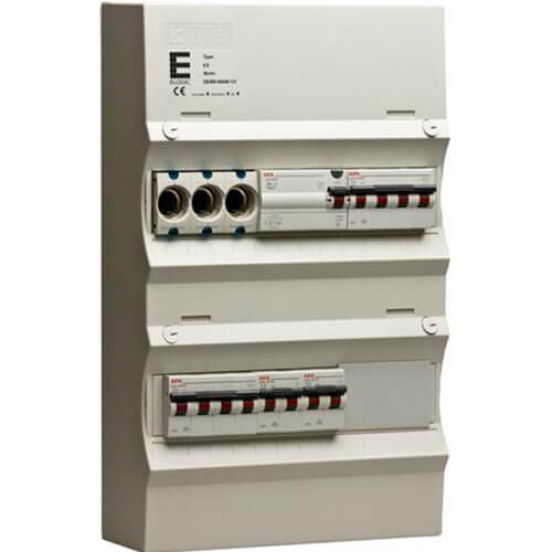 [1412016678] Færdigmonteret gruppetavle - HPFI, Tarif - 2x16A 3P+N, 2x13A 1P+N - Grå