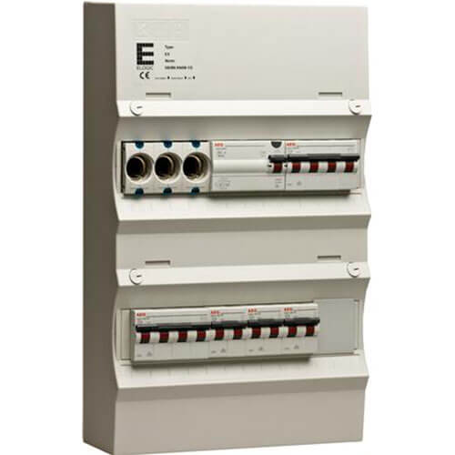 [1412016759] Færdigmonteret gruppetavle - HPFI, Tarif - 2x16A 3P+N, 3x13A 1P+N - Grå