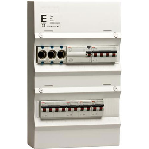 [1412016762] Færdigmonteret gruppetavle - HPFI, Tarif - 2x16A 3P+N, 3x13A 1P+N - Hvid