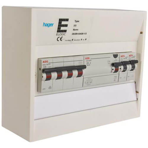 [1412019361] Færdigmonteret gruppetavle - HPFI - 1x16A 3P+N, 2x13A 1P+N - Hvid