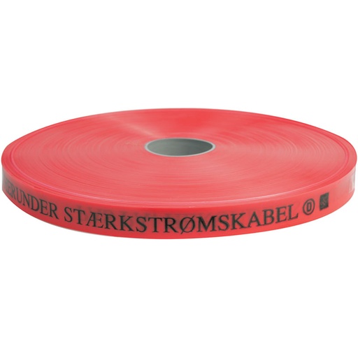 [1430307217] Markeringsbånd rød 25x0,3mm "Stærkstrøm" - 250 m.