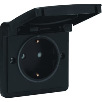 [3417816664] Hydro stikkontakt med sidejord og pillesikring sort