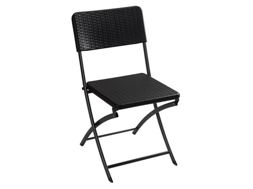 [H48971] Klapstol - Sort stål, Sort plast (rattan)
