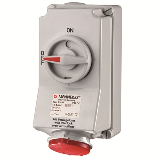 [1515103200] CEE stikkontakt 5-pol 16A 400V IP44