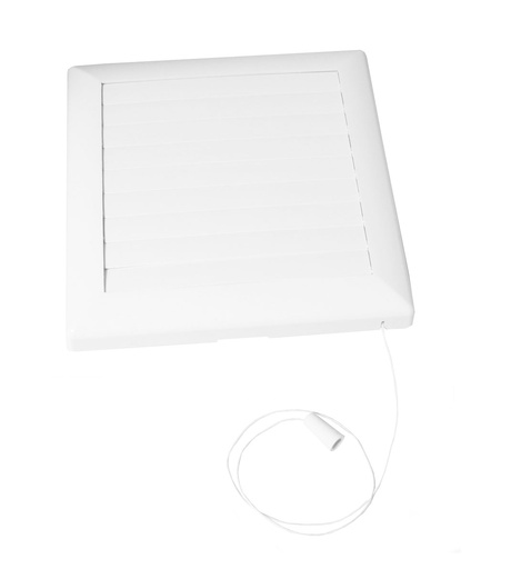 [H60115] Ventilationsrist m. lukkespjæld - Træksnor, Ø150mm, Hvid