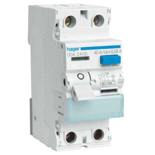 [1522025025] HPFI afbryder 40A 2P 30mA