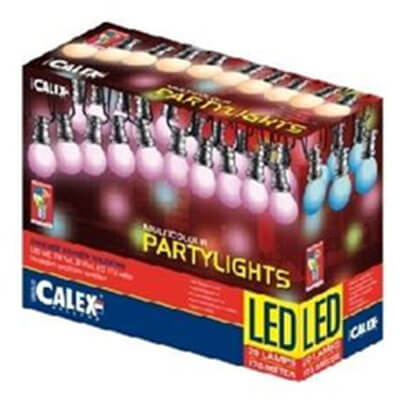 [15491] Calex Lyskæde - 10 m. - Farvede pærer