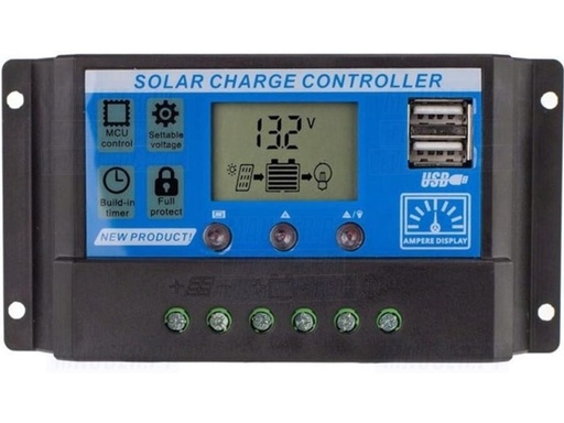 [H60921] Solcelle ladestyring med LCD display - 12V/24DC 20A