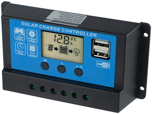 [H60922] Solcelle ladestyring med LCD display - 12V/24DC 10A