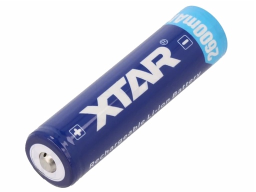 [H61557] 18650 LiION batteri - 3,7V / 2600mAh (4,5A), m. beskyttelse