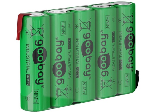 [H57696] 5xNiMH AA batteripakke 6V / 2100mAh m. flige