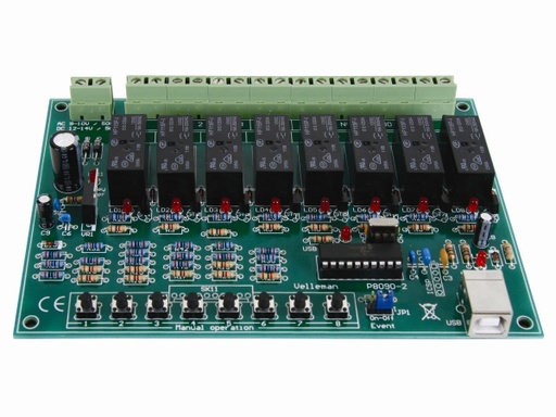 [H31491] 8 kanals USB relæ kort (loddekit)