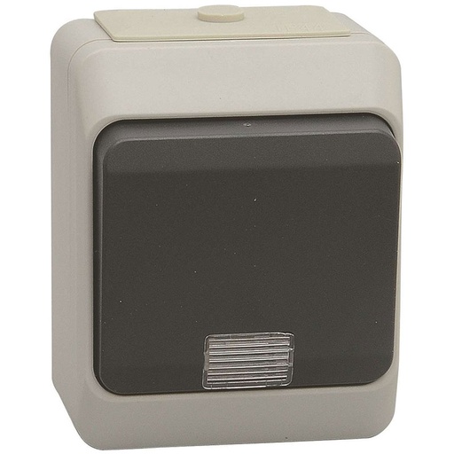 [1893301] Stænktæt korrespondanceafbryder m. lampe IP44 - grå