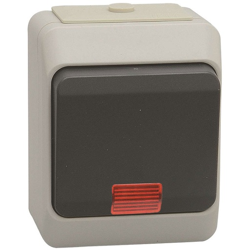 [1893302] Stænktæt afbryder 2-polet m. lampe - grå