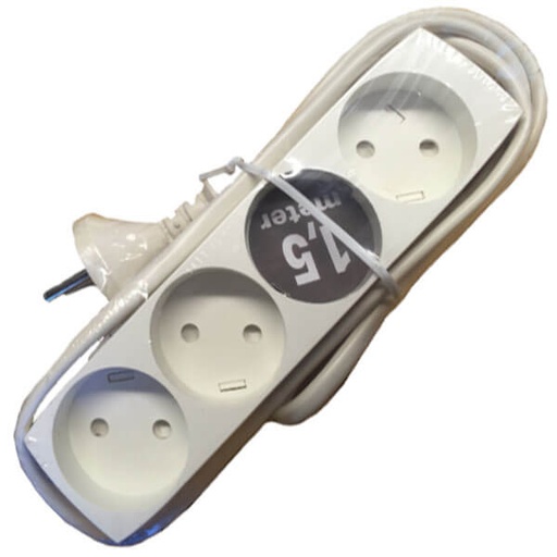 [1928930413] 4-stikdåse u/jord u/dummy 1,5m hvid