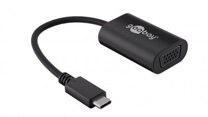 [H51164] USB-C-VGA adapter - USB-C han > VGA hun, Sort (0,2m)