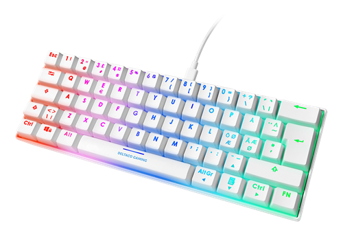 [H57789] Mini mekanisk gaming tastatur - RGB, Brune Switche, Hvid