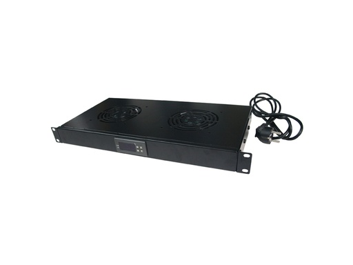 [H49214] 19" Rackkøler med 4 blæsere & termostat, Sort