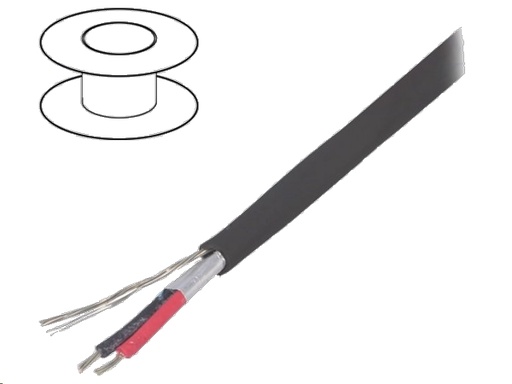 [H28986] Skærmet kabel - 2 x 0,35mm² trådet, Ø3,5mm Sort (metervare)