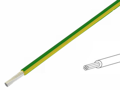 [H48386] Silikoneledning - 1,5mm² trådet, 180°C Grøn/gul (metervare)