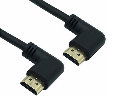 [H20786] HDMI 2.0 kabel - 2 x A 90° venstrevinklet han, Sort (1m)