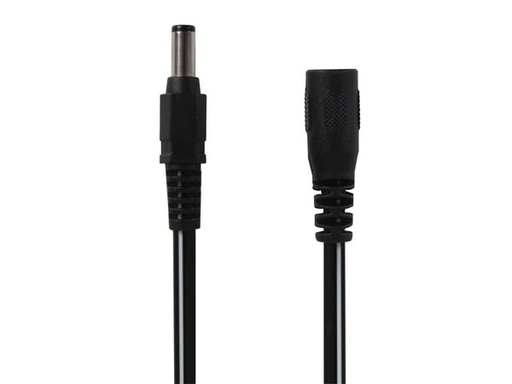 [H26054] DC forlængerkabel - 5,5x2,1mm han/hun, 0,5mm² 5A, Sort (5m)