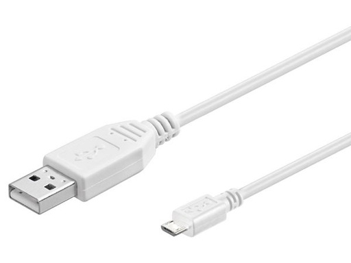 [H45906] USB 2.0 kabel - A han til Micro B han, Hvid (5m)